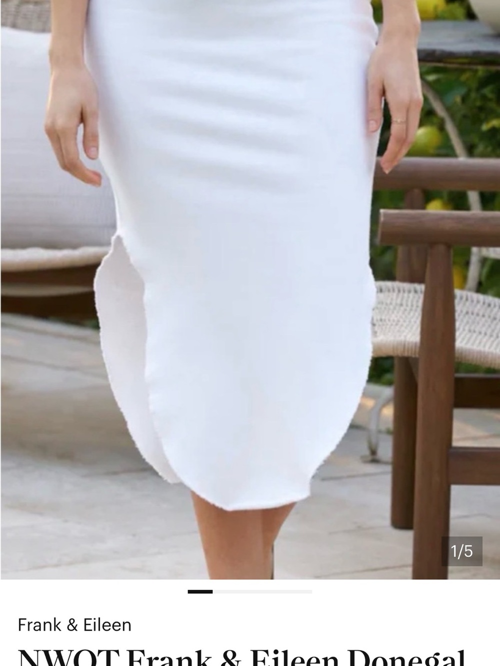 Frank & Eileen White Midi Skirt with Side Slit - Picture 2 of 6